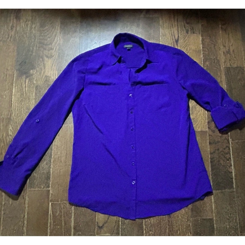 TALBOTS Purple Button Up Wrinkle Resistant Long Sleeve Shirt Top Size Small